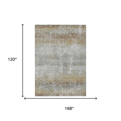 10' X 14' Gray And Khaki Abstract Washable Indoor Outdoor Area Rug HomeRoots