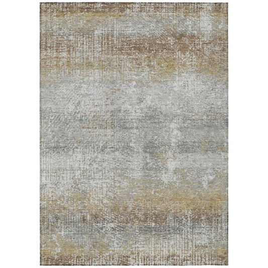10' X 14' Gray And Khaki Abstract Washable Indoor Outdoor Area Rug