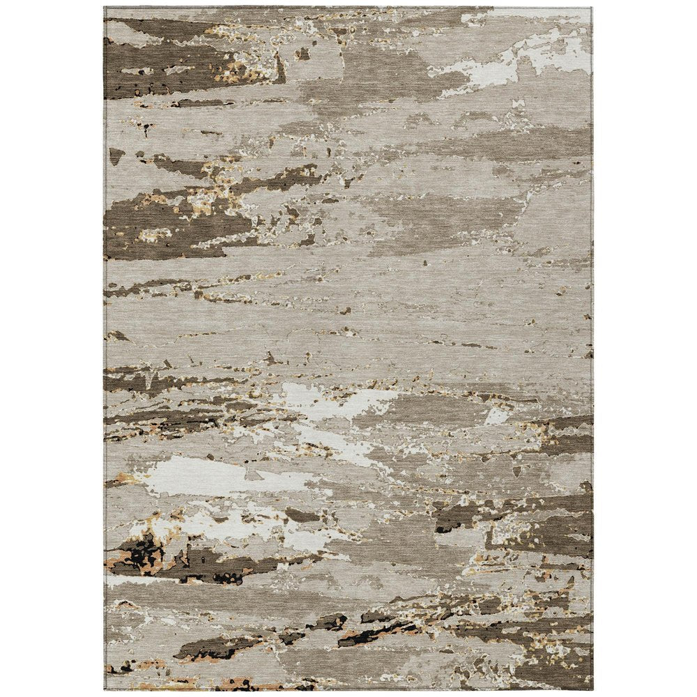8' X 10' Beige And Brown Abstract Washable Indoor Outdoor Area Rug HomeRoots