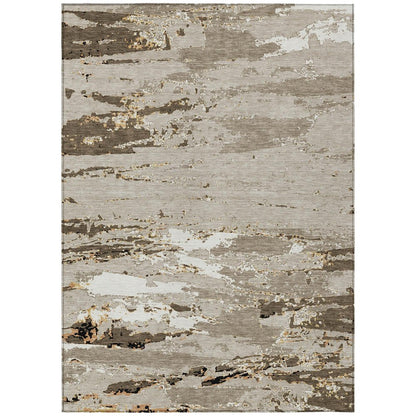 10' X 14' Beige And Brown Abstract Washable Indoor Outdoor Area Rug HomeRoots
