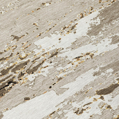 10' X 14' Beige And Brown Abstract Washable Indoor Outdoor Area Rug HomeRoots