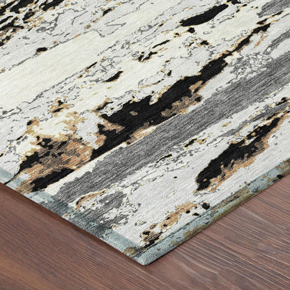 8' X 10' Black And Gray Abstract Washable Indoor Outdoor Area Rug HomeRoots