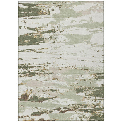 3' X 5' Green And Ivory Abstract Washable Indoor Outdoor Area Rug HomeRoots