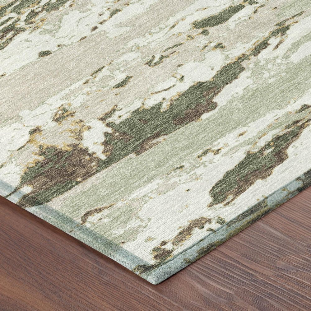 3' X 5' Green And Ivory Abstract Washable Indoor Outdoor Area Rug HomeRoots
