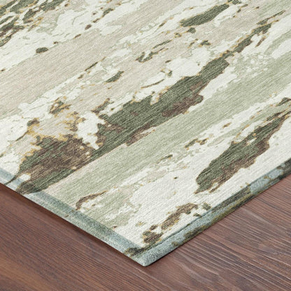 10' X 14' Green And Ivory Abstract Washable Indoor Outdoor Area Rug HomeRoots