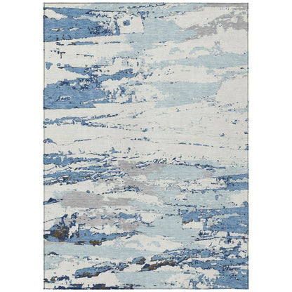 3' X 5' Sky Blue And Blue Abstract Washable Indoor Outdoor Area Rug HomeRoots