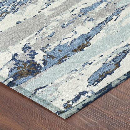 10' X 14' Sky Blue And Blue Abstract Washable Indoor Outdoor Area Rug HomeRoots
