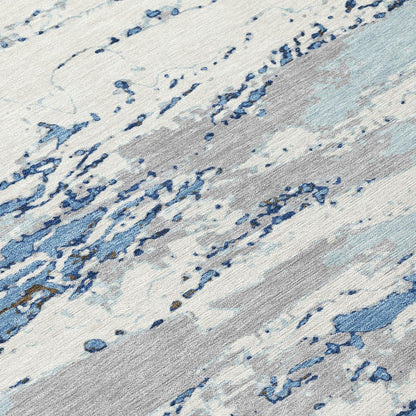 10' X 14' Sky Blue And Blue Abstract Washable Indoor Outdoor Area Rug HomeRoots