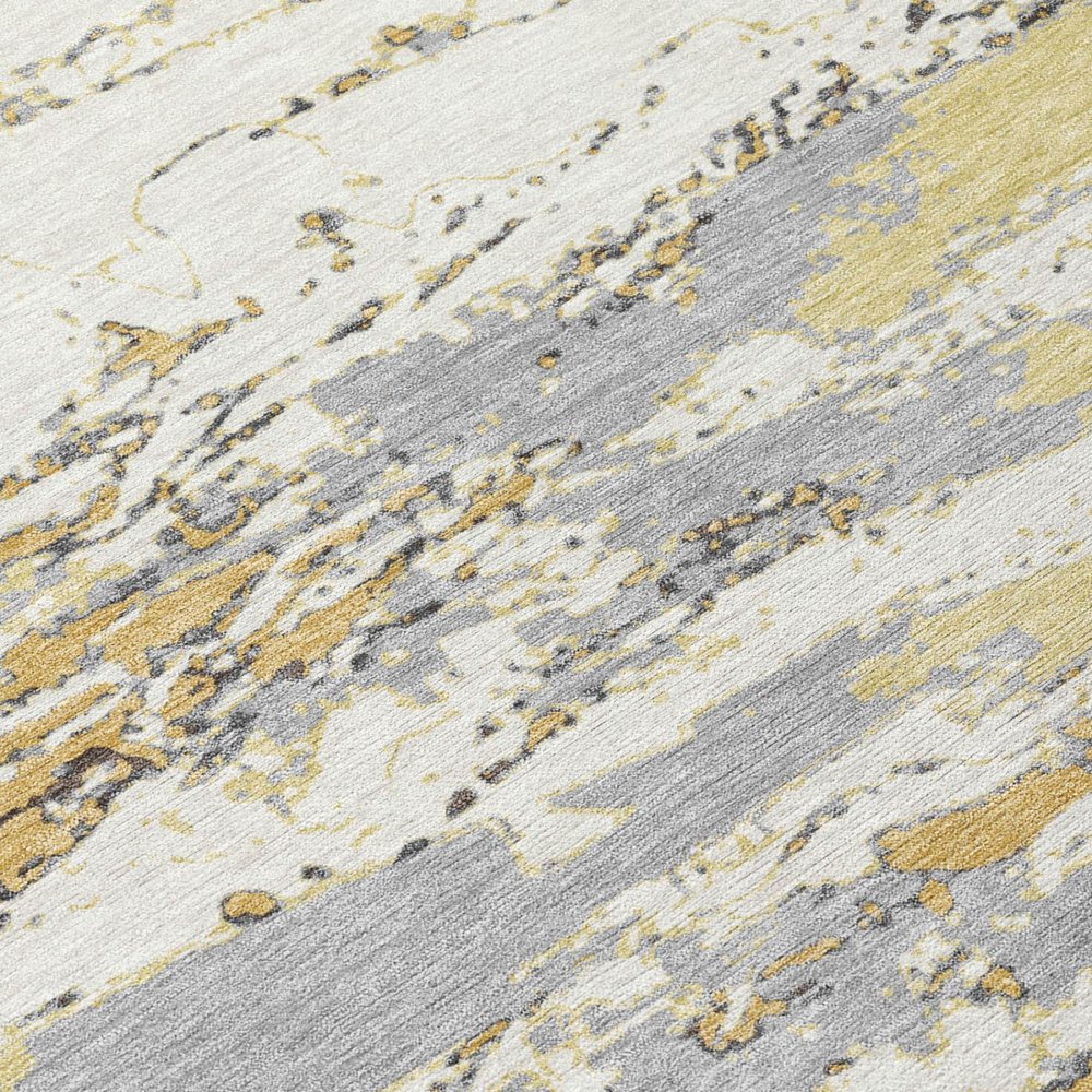 8' Wheat And Gold Round Abstract Washable Indoor Outdoor Area Rug — view 8