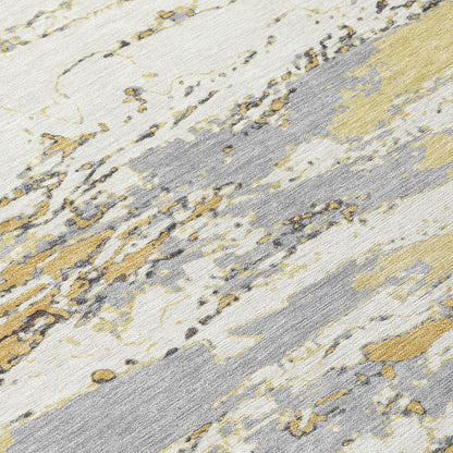 8' Wheat And Gold Round Abstract Washable Indoor Outdoor Area Rug HomeRoots