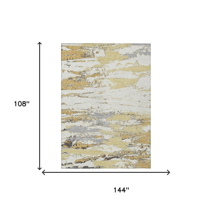 9' X 12' Wheat And Gold Abstract Washable Indoor Outdoor Area Rug HomeRoots