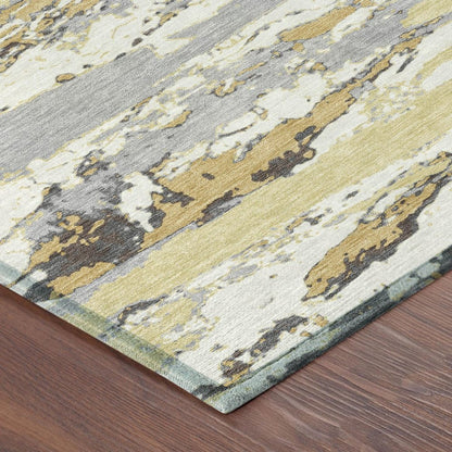 9' X 12' Wheat And Gold Abstract Washable Indoor Outdoor Area Rug HomeRoots