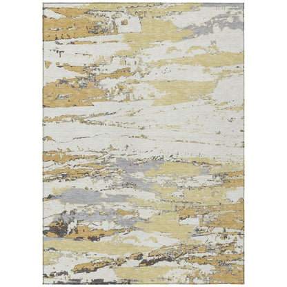 10' X 14' Wheat And Gold Abstract Washable Indoor Outdoor Area Rug HomeRoots