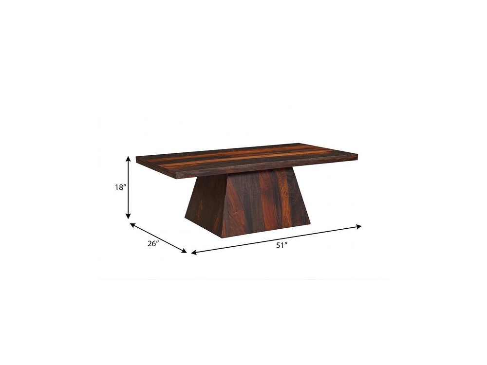 51" Dark Brown Solid Wood Pedestal Coffee Table