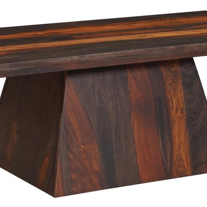51" Dark Brown Solid Wood Pedestal Coffee Table