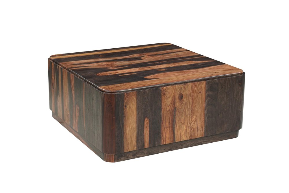 39" Dark Brown Solid Wood Square Solid Coffee Table — view 4