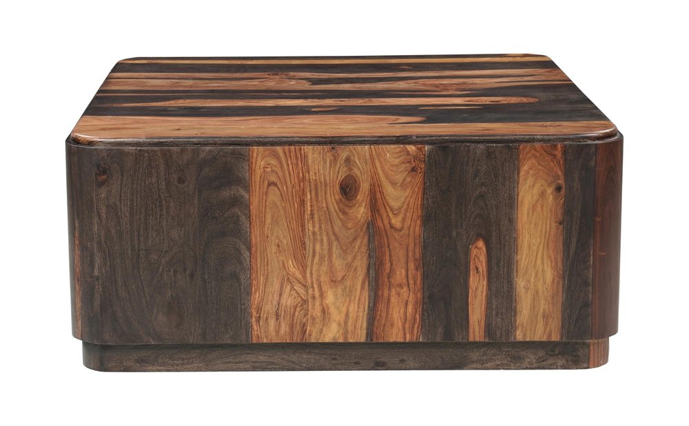 39" Dark Brown Solid Wood Square Solid Coffee Table — view 2