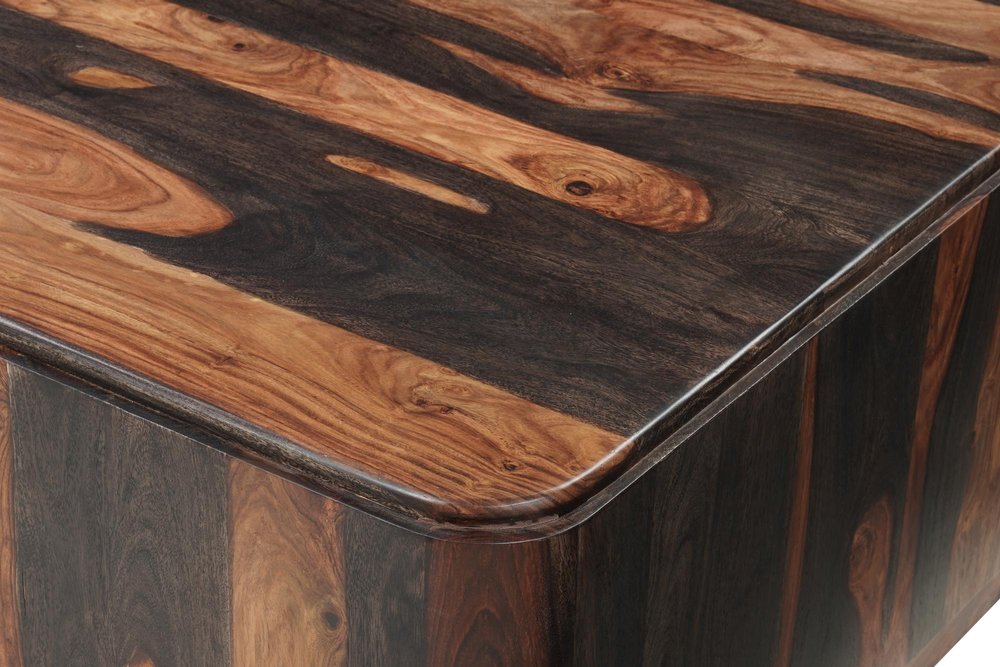 39" Dark Brown Solid Wood Square Solid Coffee Table