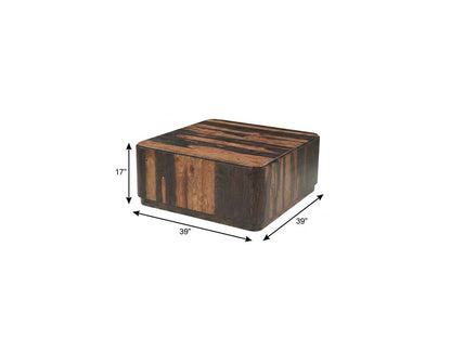 39" Dark Brown Solid Wood Square Solid Coffee Table HomeRoots