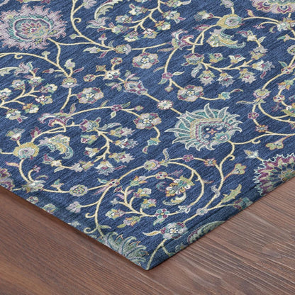 8' X 10' Blue And Gray Floral Washable Indoor Outdoor Area Rug HomeRoots