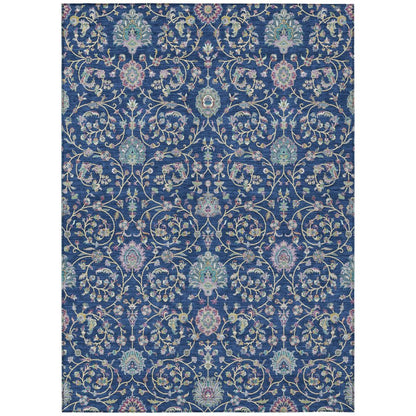 10' X 14' Blue And Gray Floral Washable Indoor Outdoor Area Rug HomeRoots