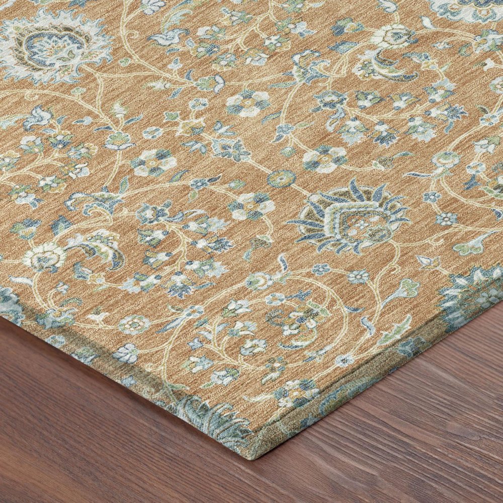 3' X 5' Copper And Orange Floral Washable Indoor Outdoor Area Rug HomeRoots