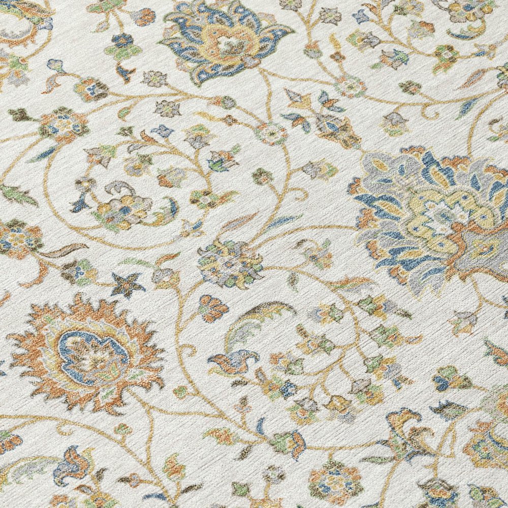 5' X 8' Ivory And Khaki Floral Washable Indoor Outdoor Area Rug HomeRoots