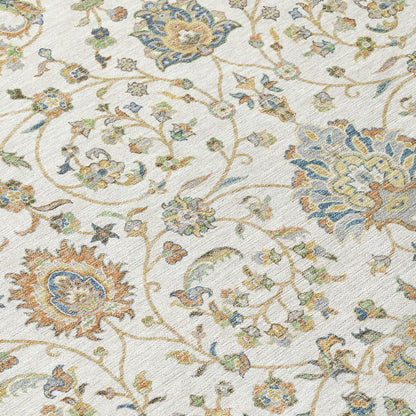 5' X 8' Ivory And Khaki Floral Washable Indoor Outdoor Area Rug HomeRoots