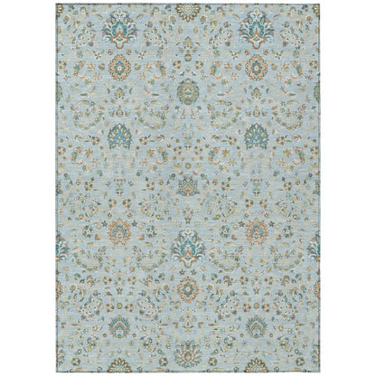 3' X 5' Sky Blue And Blue Floral Washable Indoor Outdoor Area Rug HomeRoots