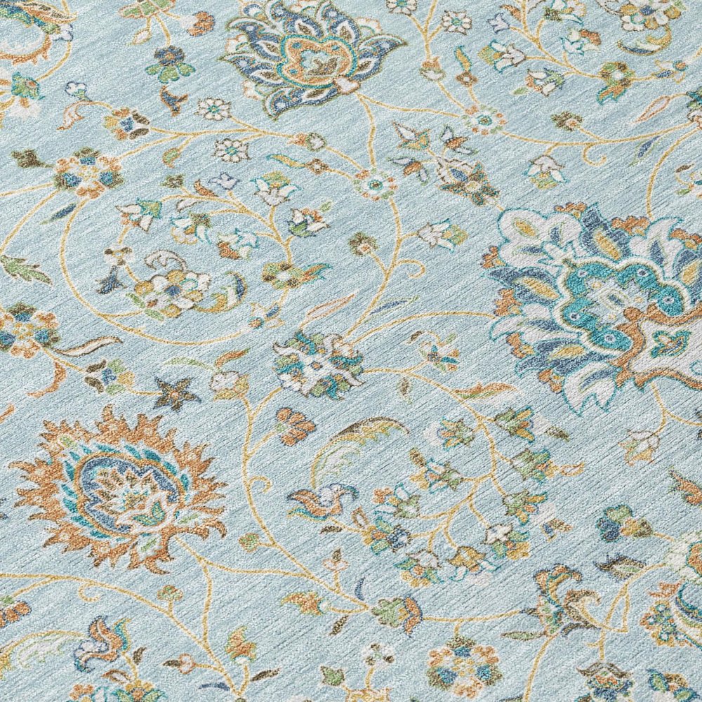 3' X 5' Sky Blue And Blue Floral Washable Indoor Outdoor Area Rug HomeRoots