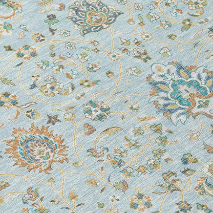 3' X 5' Sky Blue And Blue Floral Washable Indoor Outdoor Area Rug HomeRoots