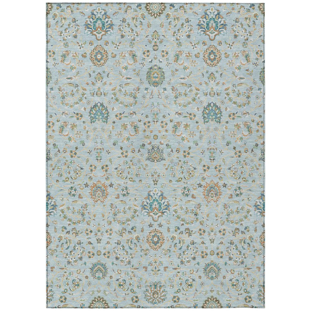 9' X 12' Sky Blue And Blue Floral Washable Indoor Outdoor Area Rug HomeRoots
