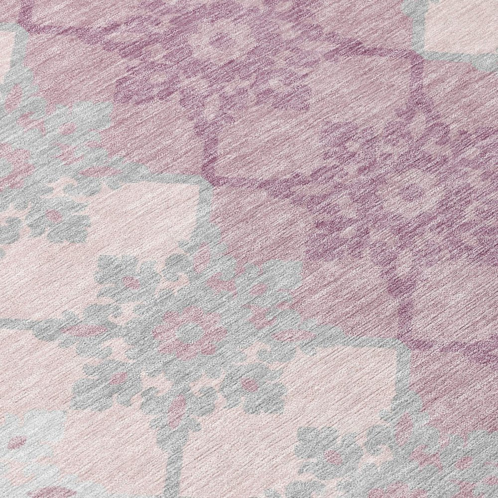 3' X 5' Pink And Pearl Floral Medallion Washable Indoor Outdoor Area Rug HomeRoots