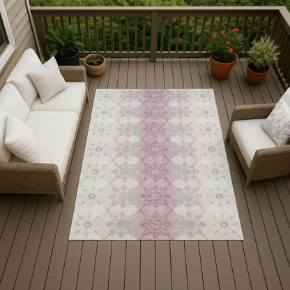 5' X 8' Pink And Pearl Floral Medallion Washable Indoor Outdoor Area Rug HomeRoots