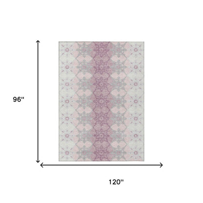 8' X 10' Pink And Pearl Floral Medallion Washable Indoor Outdoor Area Rug HomeRoots