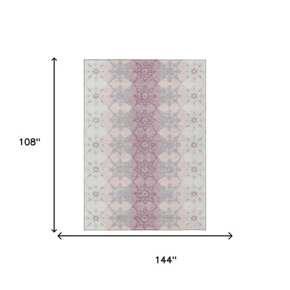9' X 12' Pink And Pearl Floral Medallion Washable Indoor Outdoor Area Rug HomeRoots