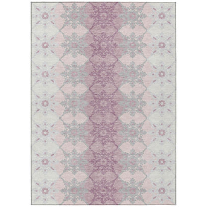 9' X 12' Pink And Pearl Floral Medallion Washable Indoor Outdoor Area Rug HomeRoots