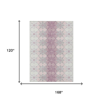 10' X 14' Pink And Pearl Floral Medallion Washable Indoor Outdoor Area Rug HomeRoots