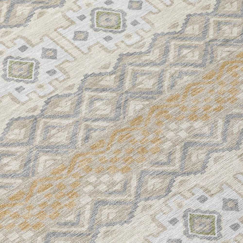 8' Beige And Brown Round Striped Washable Indoor Outdoor Area Rug HomeRoots