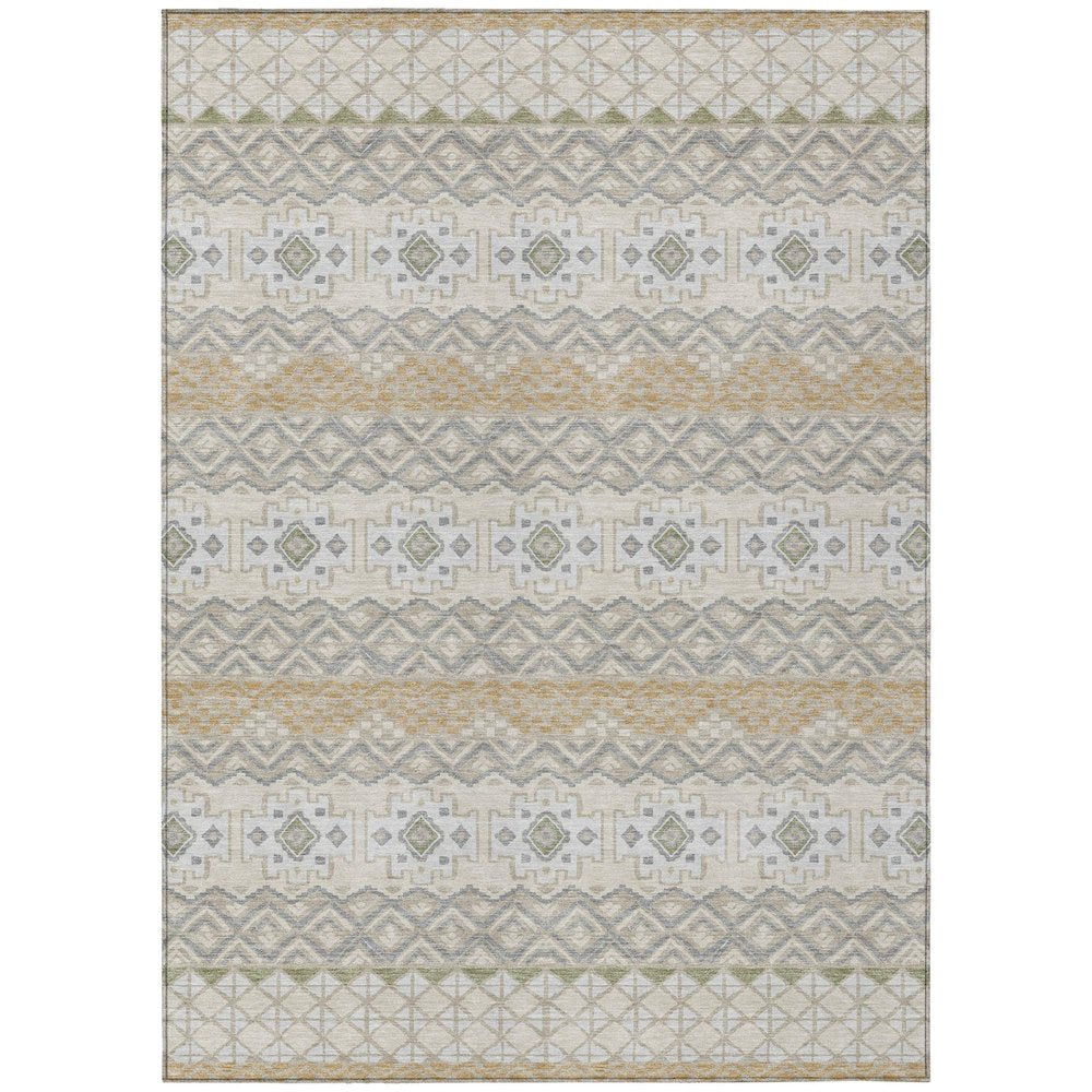 8' X 10' Beige And Brown Striped Washable Indoor Outdoor Area Rug HomeRoots