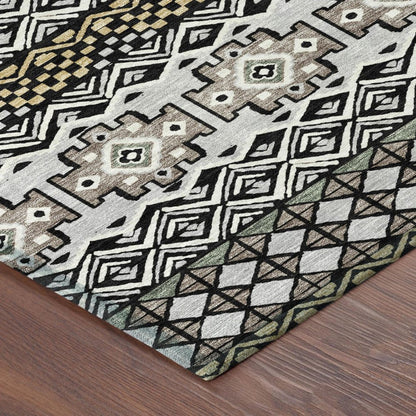 8' X 10' Black And Gray Striped Washable Indoor Outdoor Area Rug HomeRoots