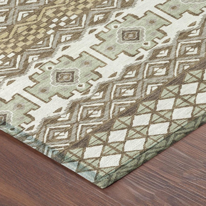 3' X 5' Brown And Khaki Striped Washable Indoor Outdoor Area Rug HomeRoots