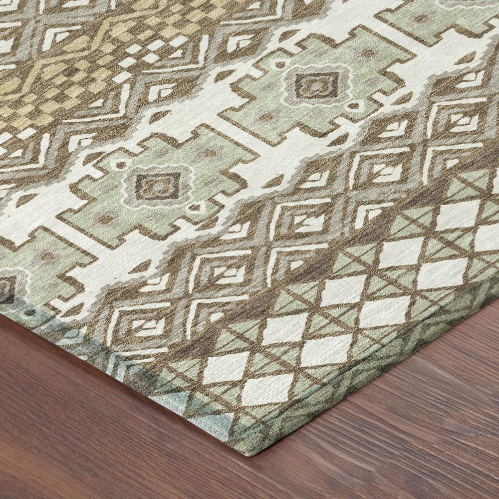 10' X 14' Brown And Khaki Striped Washable Indoor Outdoor Area Rug HomeRoots