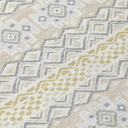 3' X 5' Ivory And Silver Striped Washable Indoor Outdoor Area Rug HomeRoots