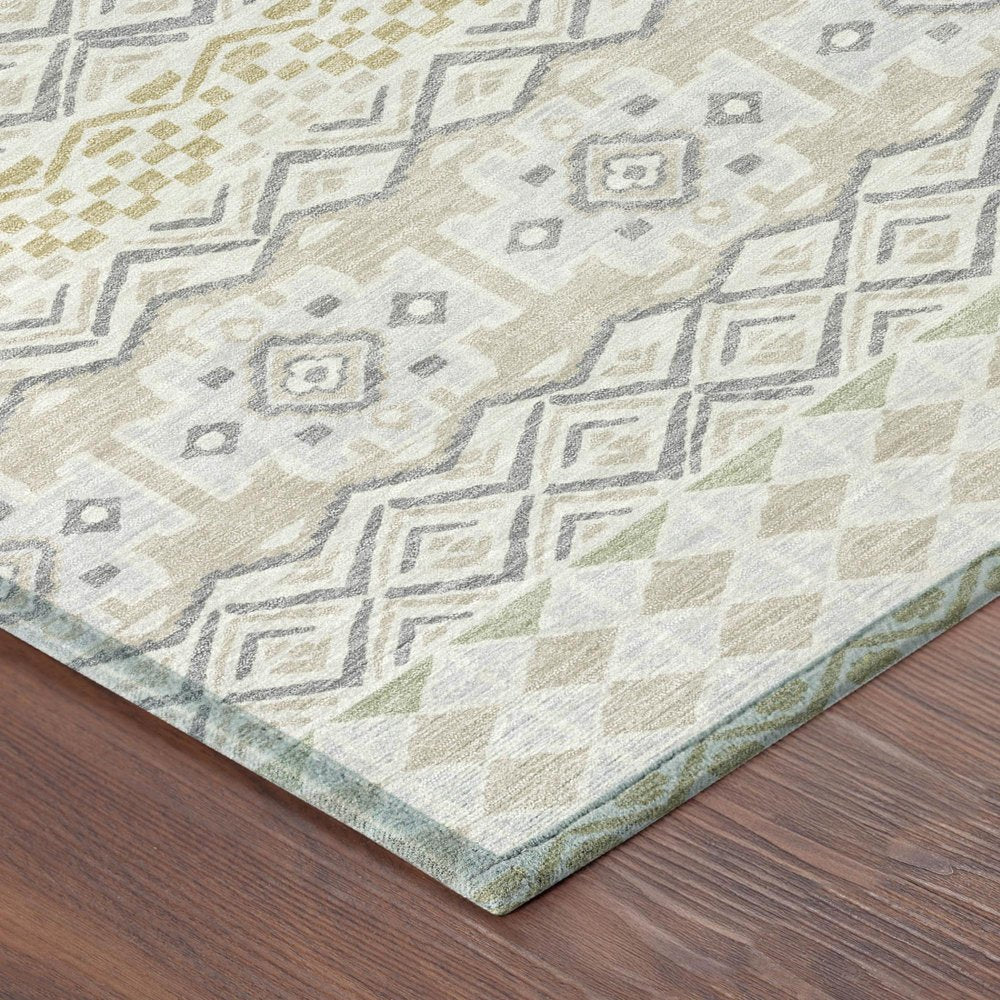 10' X 14' Ivory And Silver Striped Washable Indoor Outdoor Area Rug HomeRoots