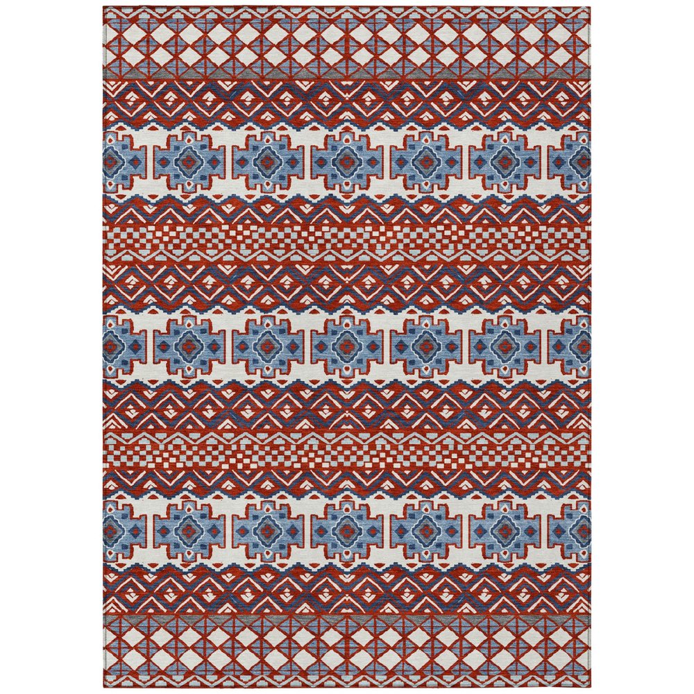 8' X 10' Red And Ivory Striped Washable Indoor Outdoor Area Rug HomeRoots
