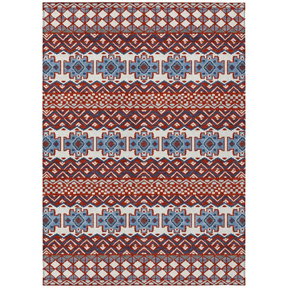 9' X 12' Red And Ivory Striped Washable Indoor Outdoor Area Rug HomeRoots