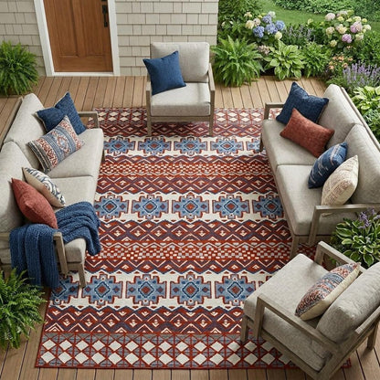 9' X 12' Red And Ivory Striped Washable Indoor Outdoor Area Rug HomeRoots