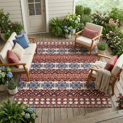 10' X 14' Red And Ivory Striped Washable Indoor Outdoor Area Rug HomeRoots