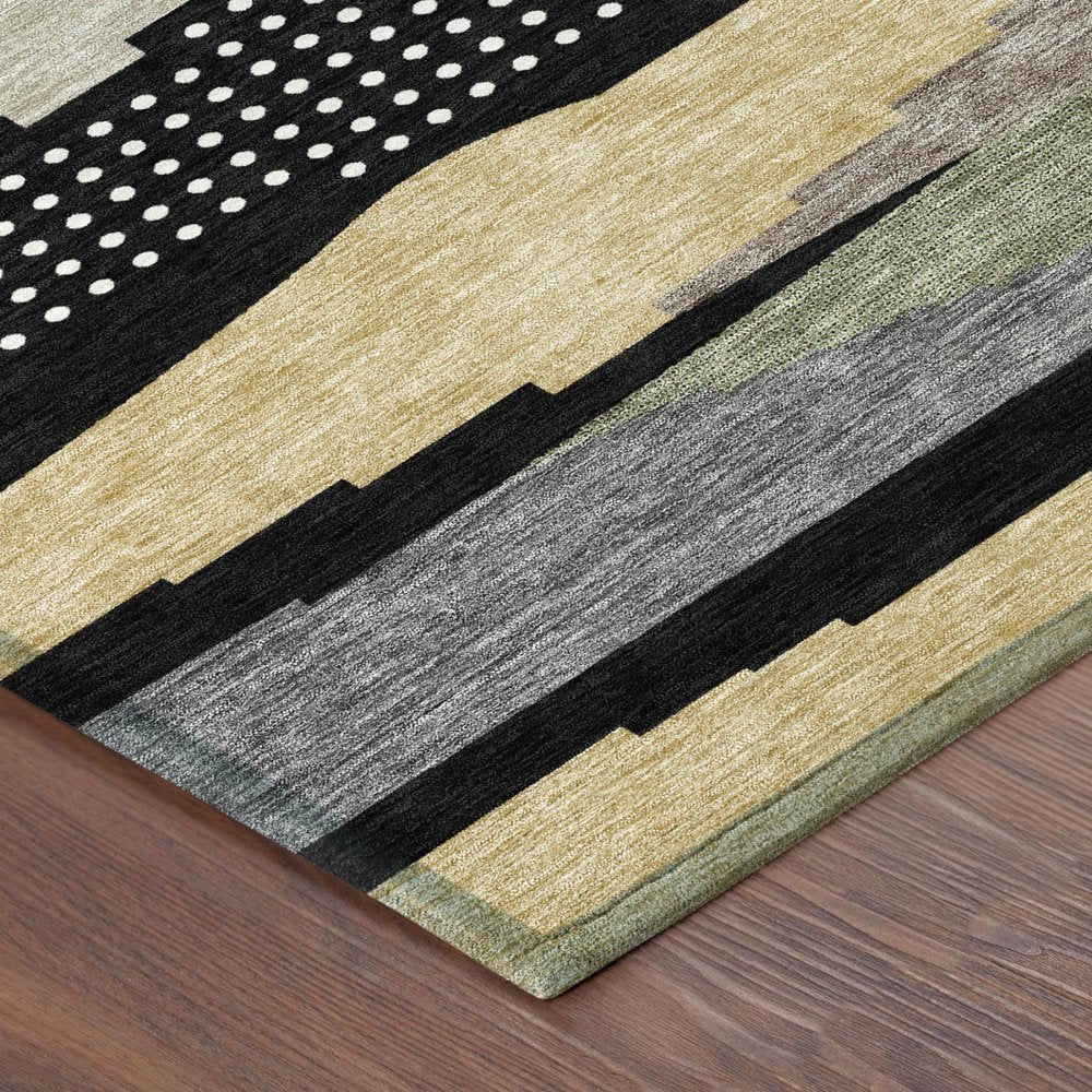 5' X 8' Black And Beige Abstract Washable Indoor Outdoor Area Rug HomeRoots
